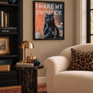 I Make My Own Luck - Black Cat Feminine Wall Art / Framed Canvas