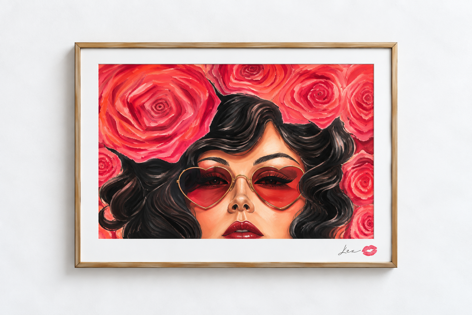 Retrato floral con gafas rojas