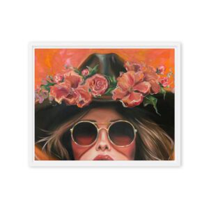 Sunshine & Whiskey – Western Inspired Floral Portrait, Coastal Cowgirl / Framed Canvas