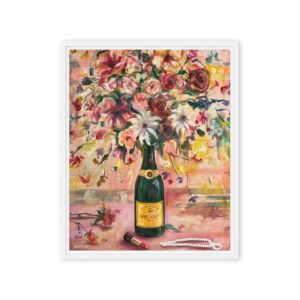Bubbly & Blooms – Champagne Inspired Floral Wall Art / Framed Canvas