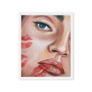 Kissed Reflections – Feminine Lip Print Pop Art Wall Decor / Framed Canvas