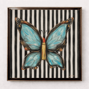 Feeling French Lipstick Butterfly – Original Oil Painting | Small Feminine Wall Art