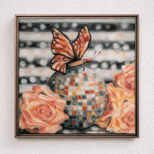 Lipstick Butterfly Blooms & Reflections - Original Artwork | Small Chic Feminine Art