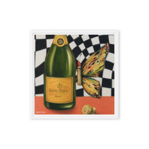 Champagne Celebration Lipstick Butterfly – Chic Bar Wall Art / Framed Canvas