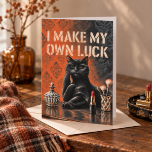 I Make My Own Luck – Black Cat Greeting Card